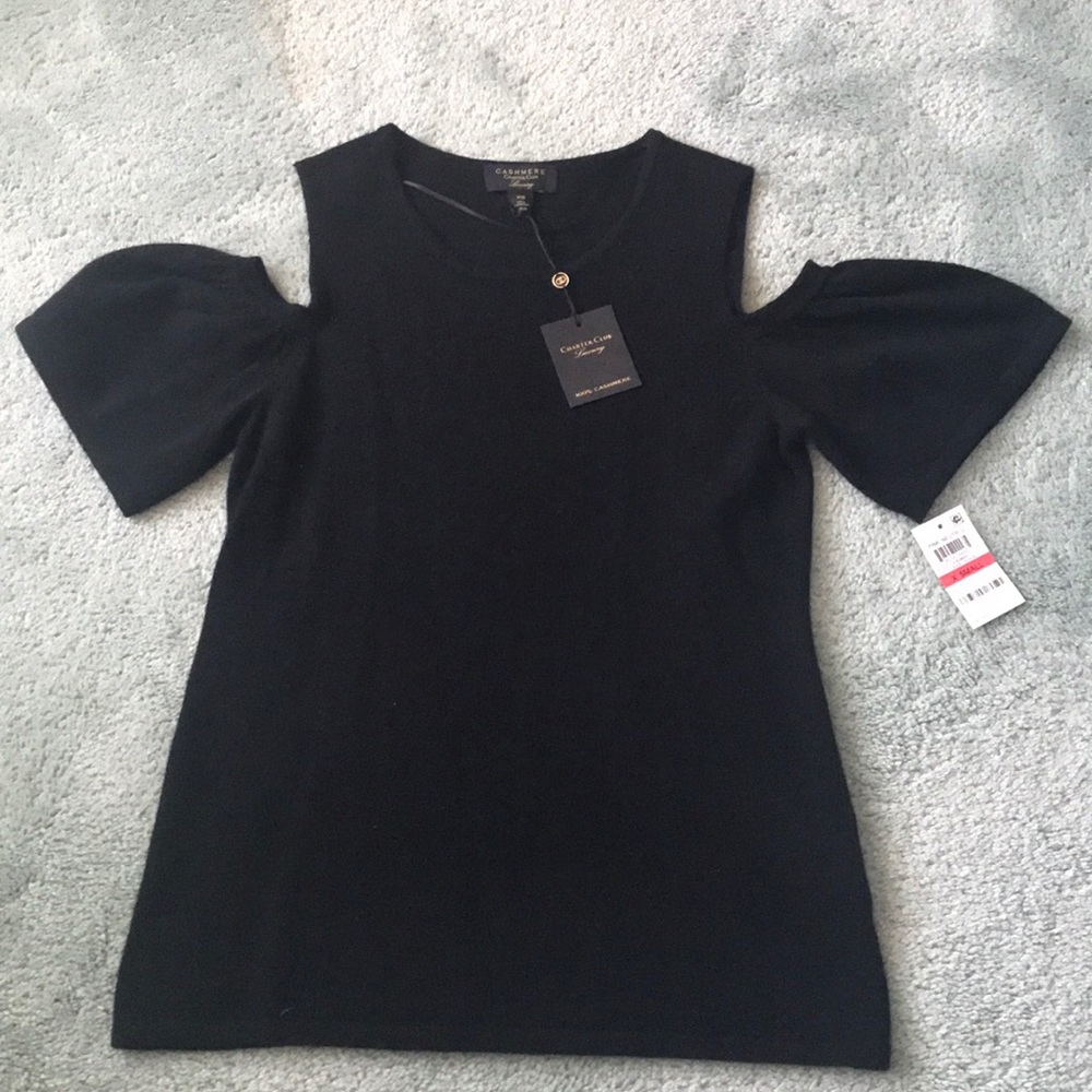 100% Cashmere Cold Shoulder Sweater